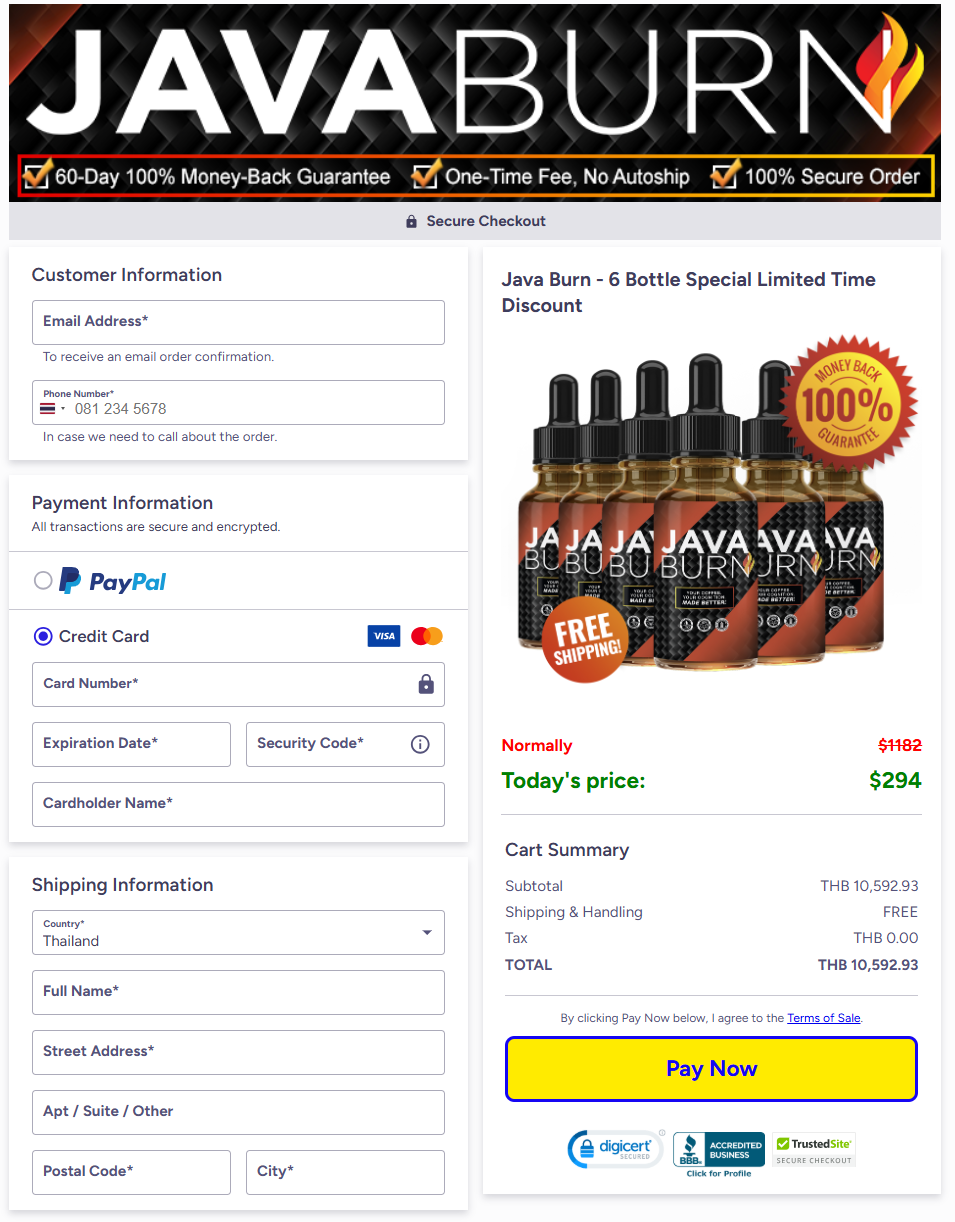 java burn Official Website Secure Order Page